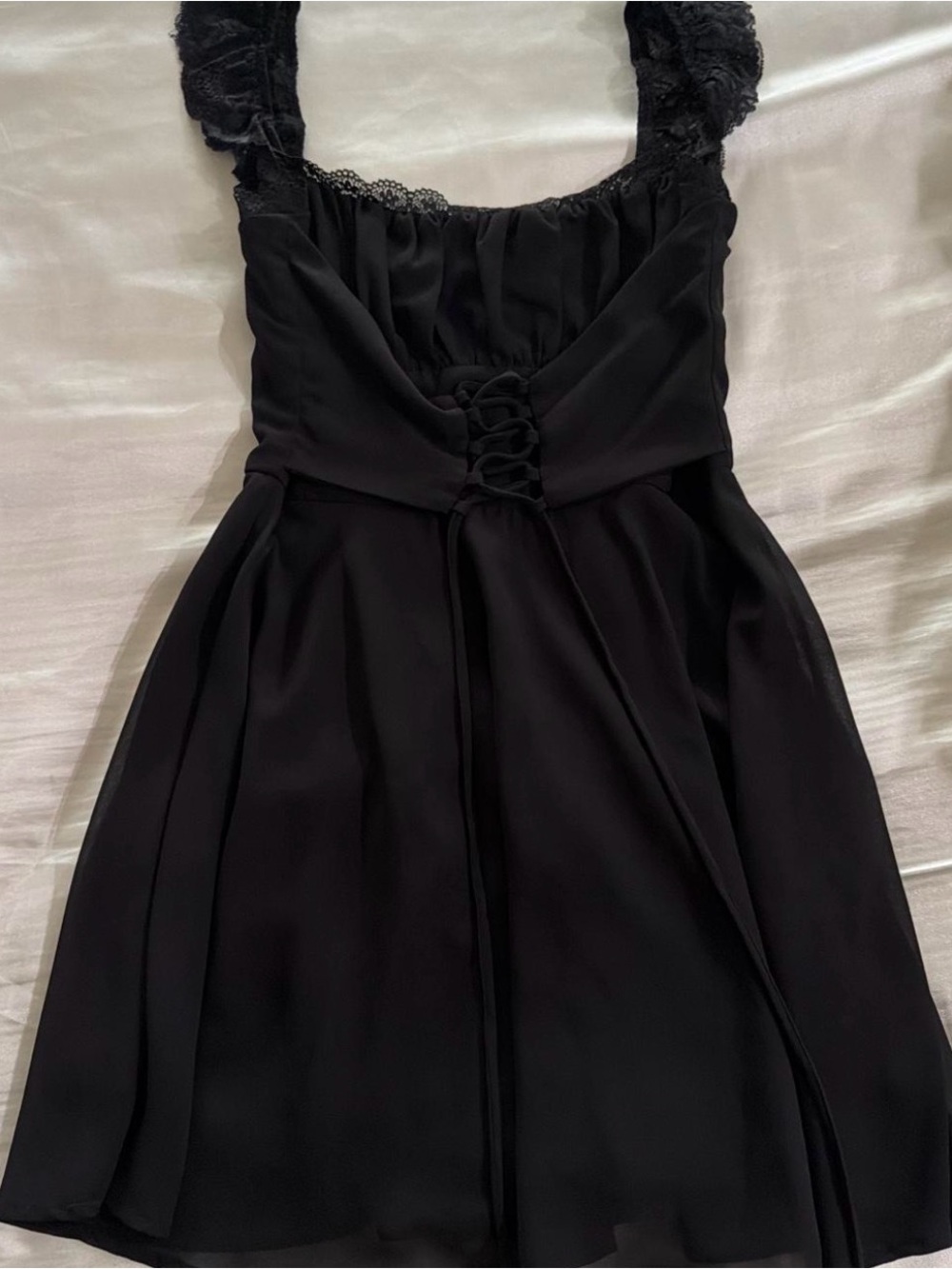 Windsor Black Lace-Shoulder skater Dress